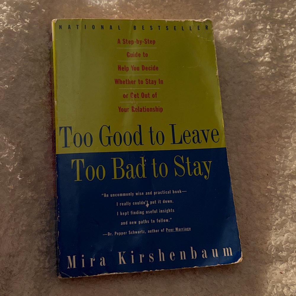 NATIONAL BESTSELLER Book TOO GOOD TO LEAVE TOO BAD TO STAY Mira Kirschenbaum